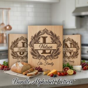 Family Crest Monogram Engraving File, Wheat Alphabet, Dining Hall Decor