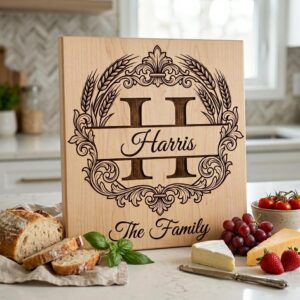 Family Crest Monogram Engraving File, Wheat Alphabet, Dining Hall Decor