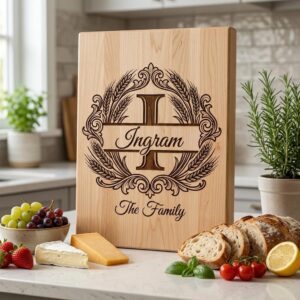 Family Crest Monogram Engraving File, Wheat Alphabet, Dining Hall Decor