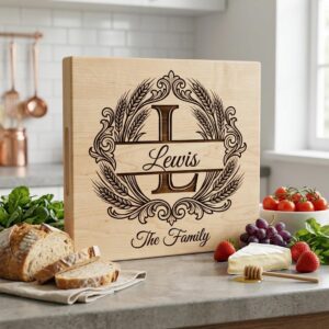 Family Crest Monogram Engraving File, Wheat Alphabet, Dining Hall Decor