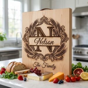 Family Crest Monogram Engraving File, Wheat Alphabet, Dining Hall Decor