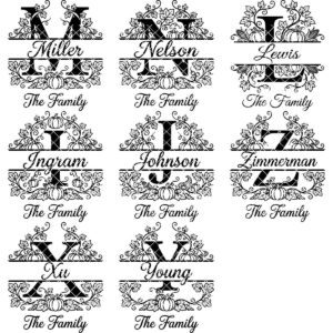 Family Monogram Alphabet Bundle, Custom Name Engraving Files, Vine Surname Art