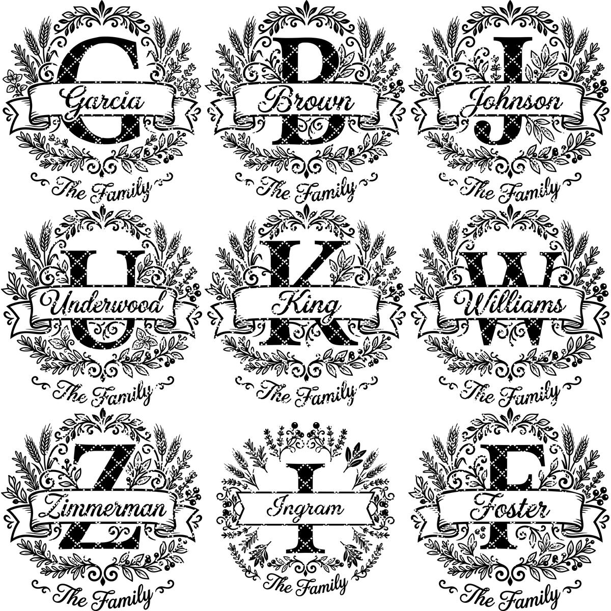 Family Monogram Engraving File, Custom Surname Logo, Digital Alphabet Design