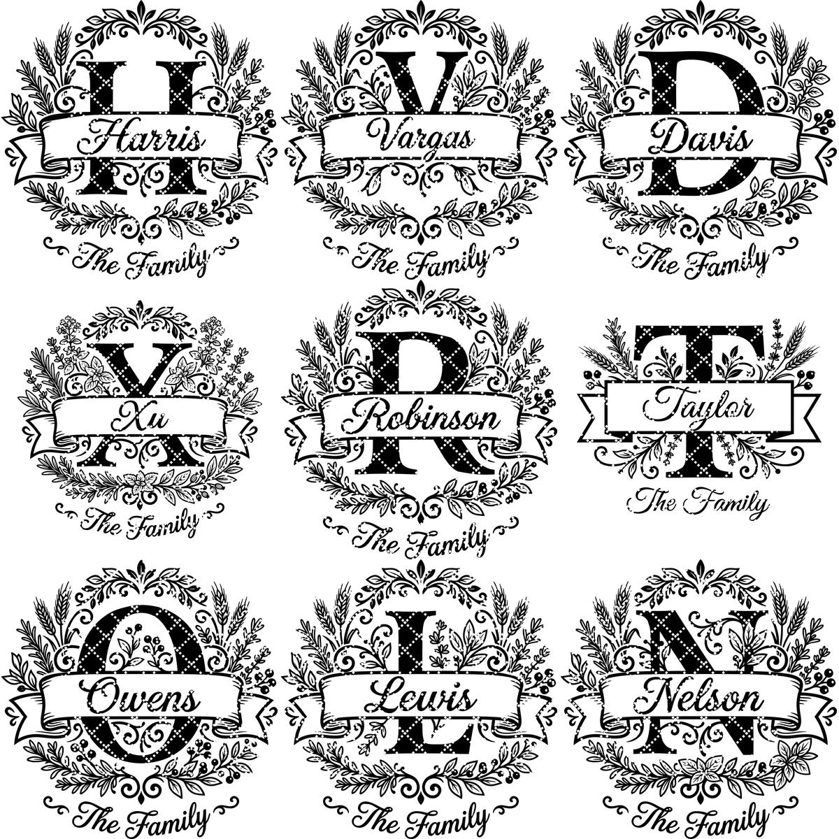 Family Monogram Engraving File, Custom Surname Logo, Digital Alphabet Design