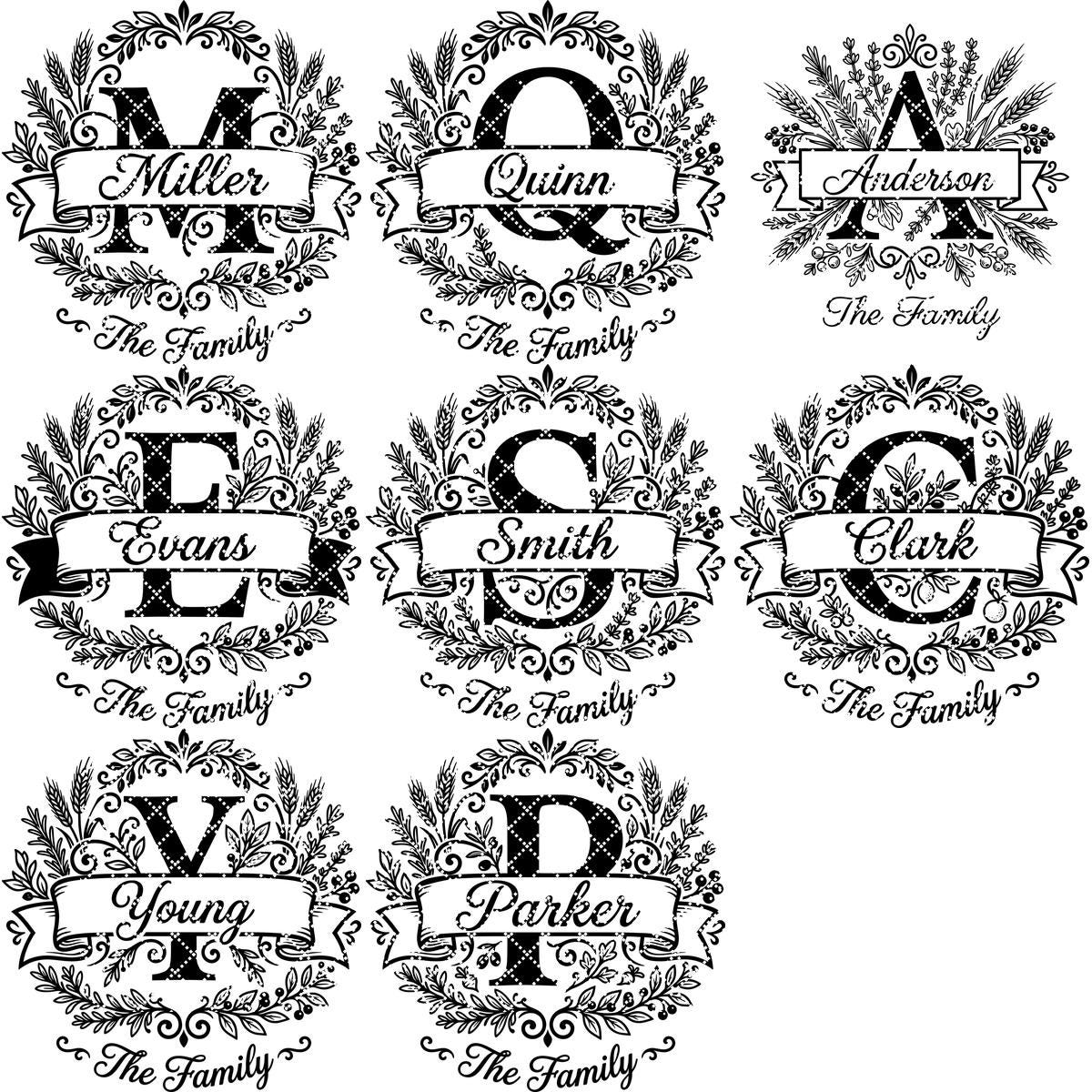 Family Monogram Engraving File, Custom Surname Logo, Digital Alphabet Design