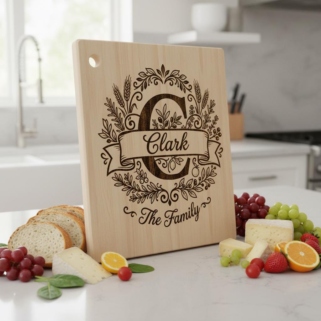 Family Monogram Engraving File, Custom Surname Logo, Digital Alphabet Design