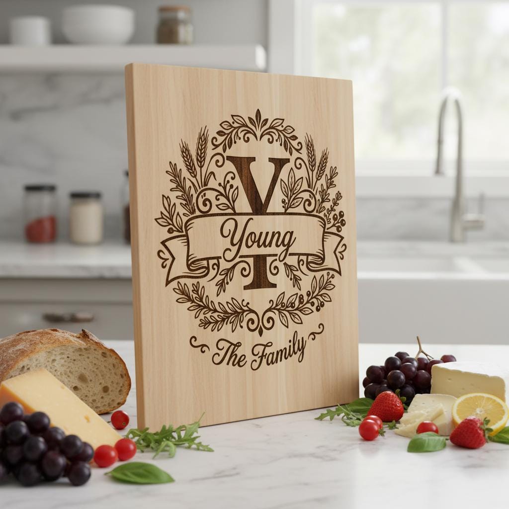 Family Monogram Engraving File, Custom Surname Logo, Digital Alphabet Design