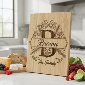 Family Monogram Laser Engraving Alphabet, Chopping Board Art, Kitchen Name
