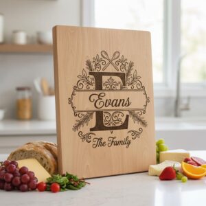 Family Monogram Laser Engraving Alphabet, Chopping Board Art, Kitchen Name