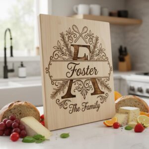 Family Monogram Laser Engraving Alphabet, Chopping Board Art, Kitchen Name