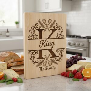 Family Monogram Laser Engraving Alphabet, Chopping Board Art, Kitchen Name