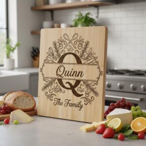 Family Monogram Laser Engraving Alphabet, Chopping Board Art, Kitchen Name