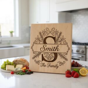 Family Monogram Laser Engraving Alphabet, Chopping Board Art, Kitchen Name