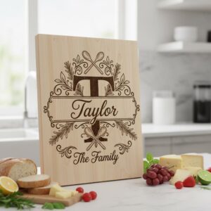 Family Monogram Laser Engraving Alphabet, Chopping Board Art, Kitchen Name