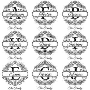 Family Name Monogram with Olive Branch Banner, Alphabet Laser File