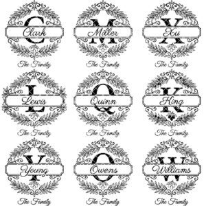 Family Name Monogram with Olive Branch Banner, Alphabet Laser File