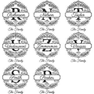 Family Name Monogram with Olive Branch Banner, Alphabet Laser File