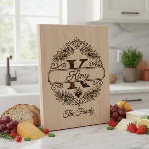 Family Name Monogram with Olive Branch Banner, Alphabet Laser File