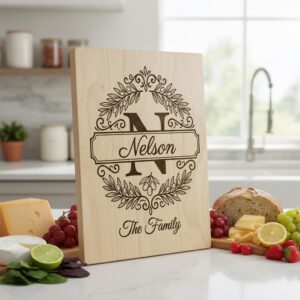 Family Name Monogram with Olive Branch Banner, Alphabet Laser File