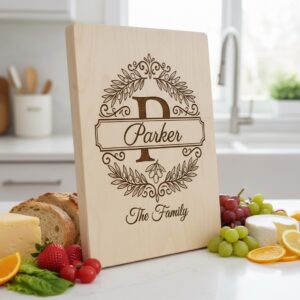 Family Name Monogram with Olive Branch Banner, Alphabet Laser File