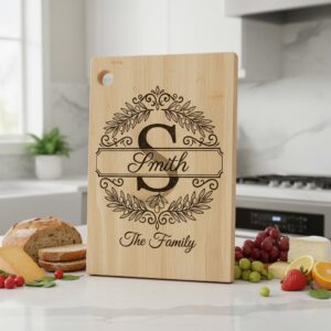 Family Name Monogram with Olive Branch Banner, Alphabet Laser File