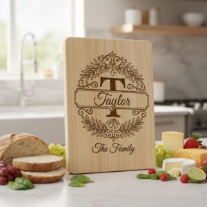 Family Name Monogram with Olive Branch Banner, Alphabet Laser File