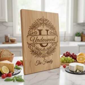 Family Name Monogram with Olive Branch Banner, Alphabet Laser File