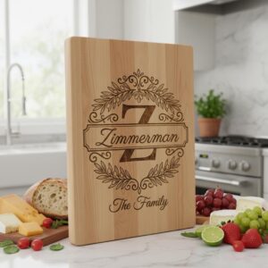 Family Name Monogram with Olive Branch Banner, Alphabet Laser File