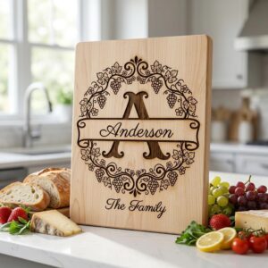 Grapevine Monogram Alphabet Engraving Bundle, Custom Family Name Board