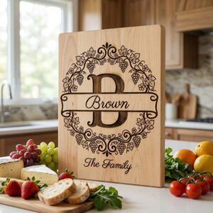 Grapevine Monogram Alphabet Engraving Bundle, Custom Family Name Board