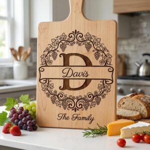 Grapevine Monogram Alphabet Engraving Bundle, Custom Family Name Board