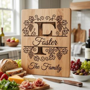 Grapevine Monogram Alphabet Engraving Bundle, Custom Family Name Board
