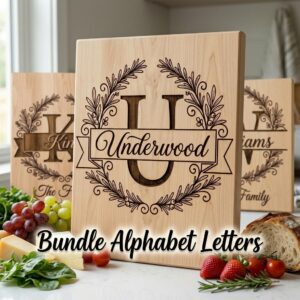 Laser Engraving File, Family Crest Monogram Board Design, Custom Name Gift