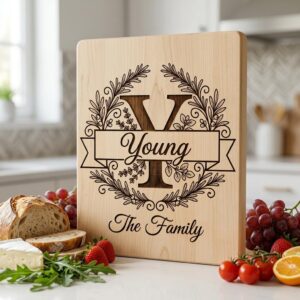 Laser Engraving File, Family Crest Monogram Board Design, Custom Name Gift