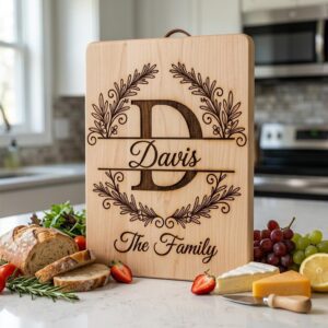 Laser Engraving File, Family Crest Monogram Board Design, Custom Name Gift