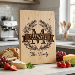 Laser Engraving File, Family Crest Monogram Board Design, Custom Name Gift