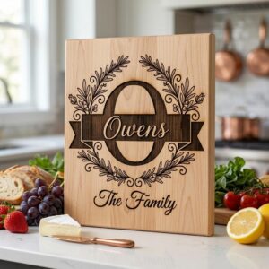 Laser Engraving File, Family Crest Monogram Board Design, Custom Name Gift