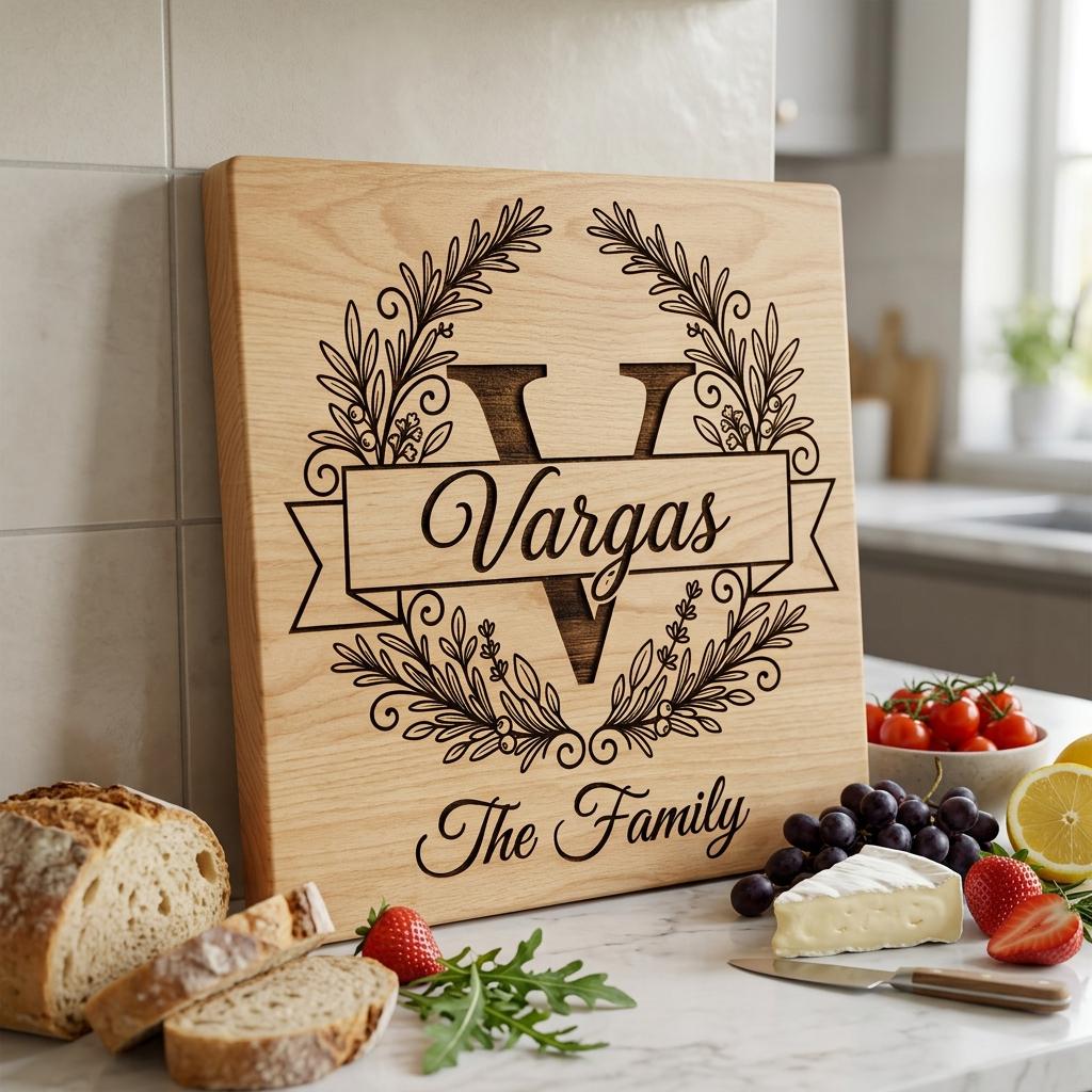 Laser Engraving File, Family Crest Monogram Board Design, Custom Name Gift