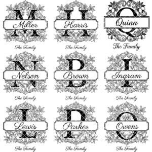 Lemon Branch Monogram Alphabet, Custom Family Name Laser Engraving Bundle