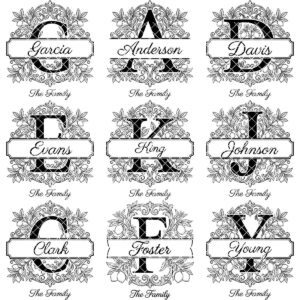 Lemon Branch Monogram Alphabet, Custom Family Name Laser Engraving Bundle