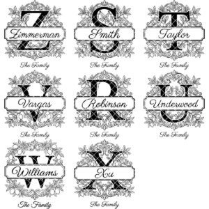 Lemon Branch Monogram Alphabet, Custom Family Name Laser Engraving Bundle