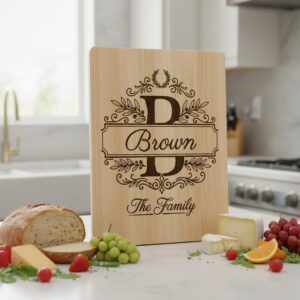 Monogram Board Engraving Design, Family Name Alphabet Bundle, Olive Leaf