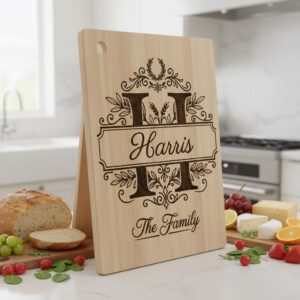 Monogram Board Engraving Design, Family Name Alphabet Bundle, Olive Leaf