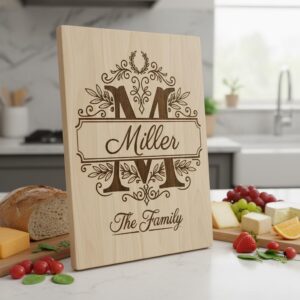 Monogram Board Engraving Design, Family Name Alphabet Bundle, Olive Leaf