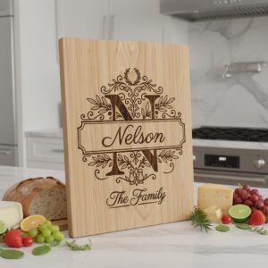 Monogram Board Engraving Design, Family Name Alphabet Bundle, Olive Leaf