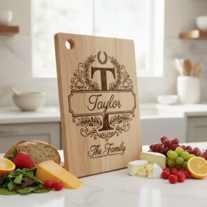 Monogram Board Engraving Design, Family Name Alphabet Bundle, Olive Leaf