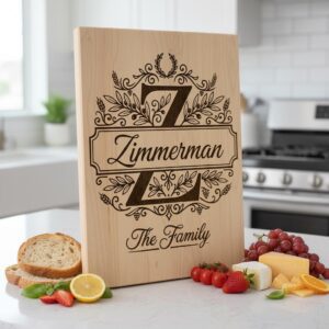 Monogram Board Engraving Design, Family Name Alphabet Bundle, Olive Leaf