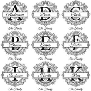 Monogram Bundle, Custom Family Name Baroque Alphabet, Regal Laurel Wreath, Engraving Designs