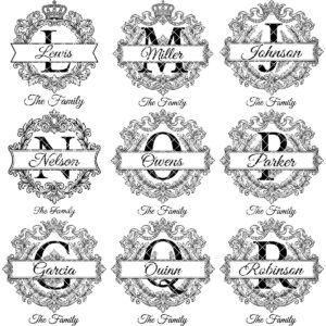Monogram Bundle, Custom Family Name Baroque Alphabet, Regal Laurel Wreath, Engraving Designs