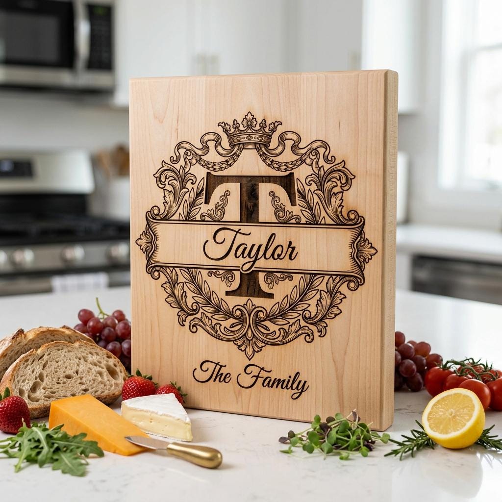 Monogram Bundle, Custom Family Name Baroque Alphabet, Regal Laurel Wreath, Engraving Designs